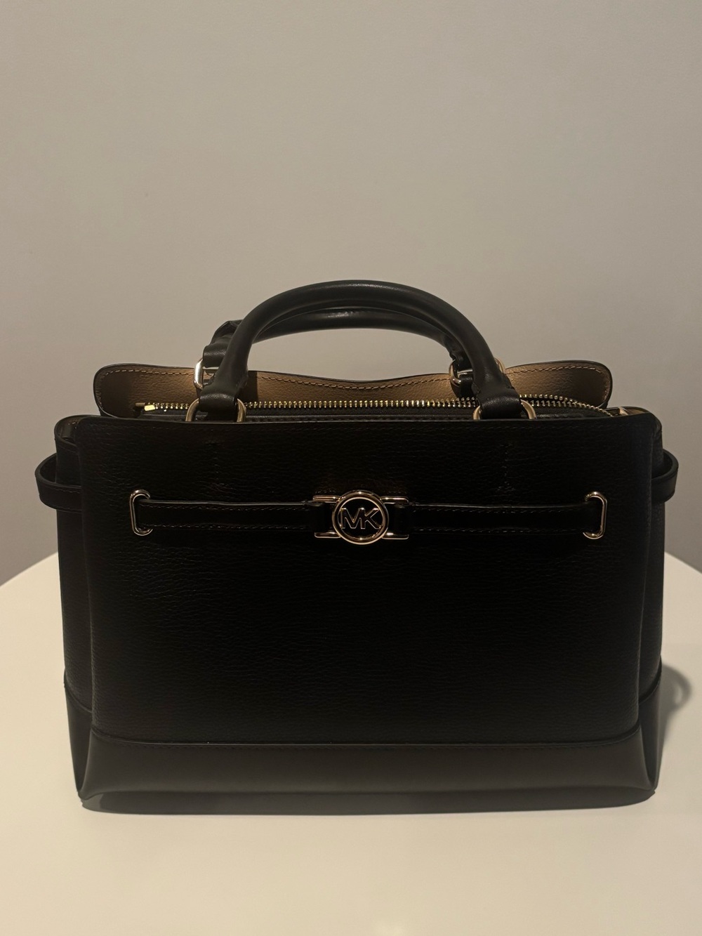 Michael Kors Black Leather Top-Handle Satchel with Gold Hardware NWOT